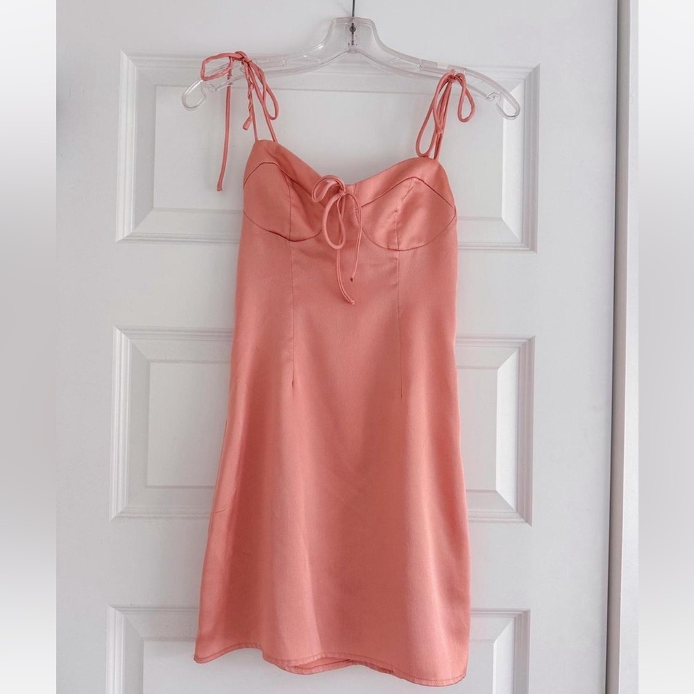 Chic Coral Satin Mini Dress
